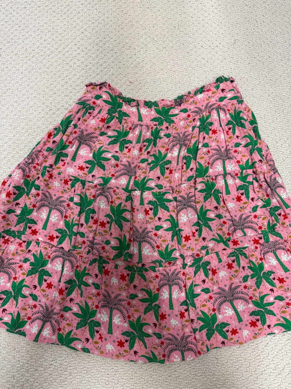 Boden- Pink Tropical Print Tiered Skirt